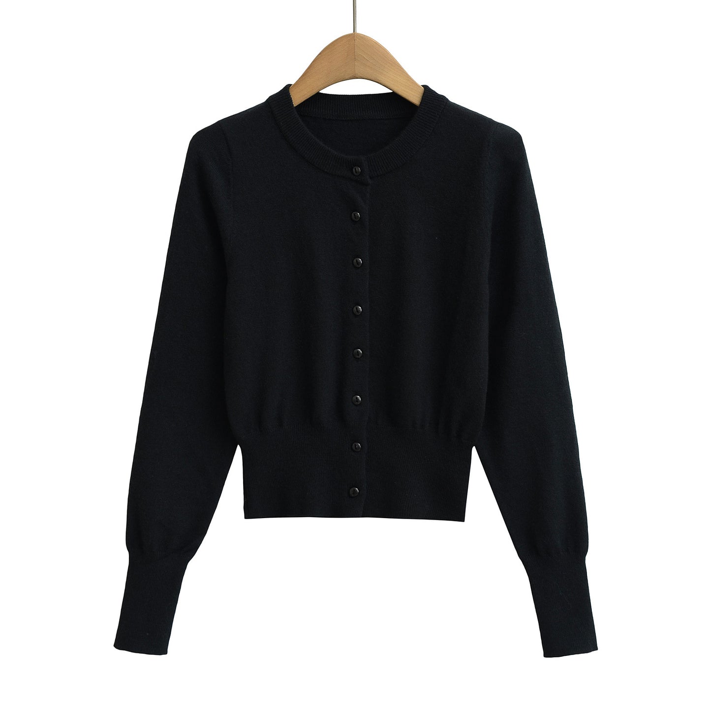 Vest met ronde hals knopen en lange mouwen