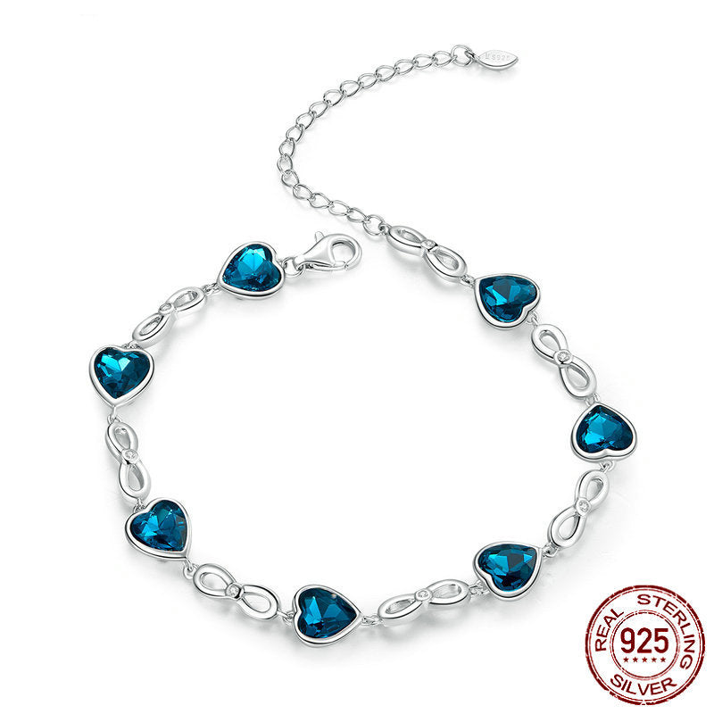 S925 zilveren armband met hartjes