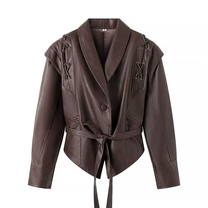 Coffee brown leather jacket