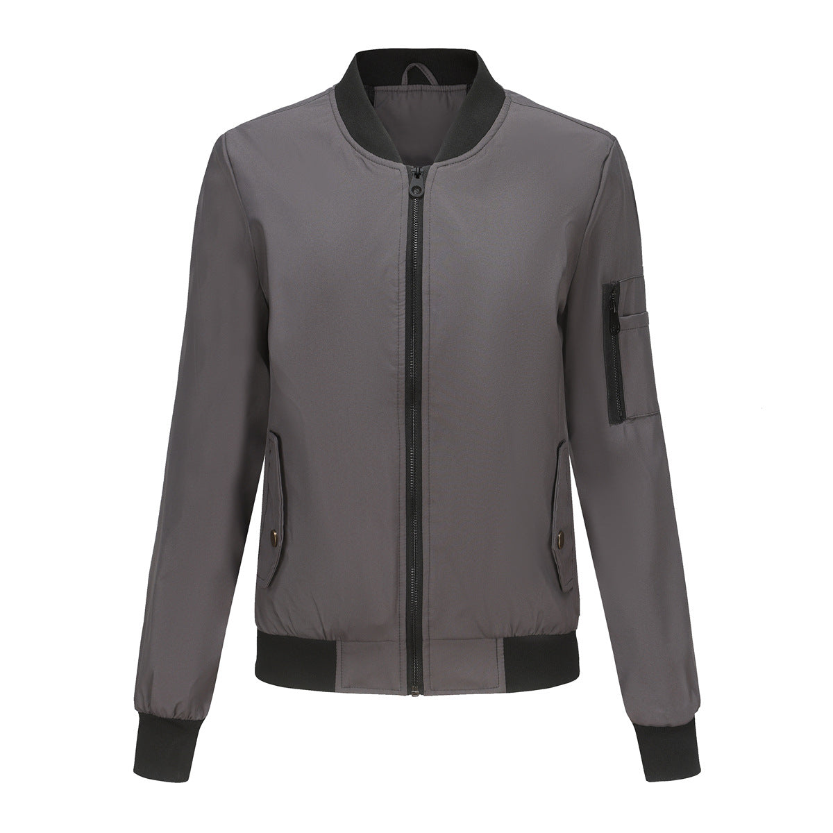 Stand up collar long sleeved loose jacket