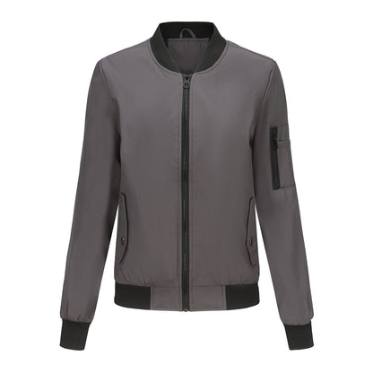 Stand up collar long sleeved loose jacket