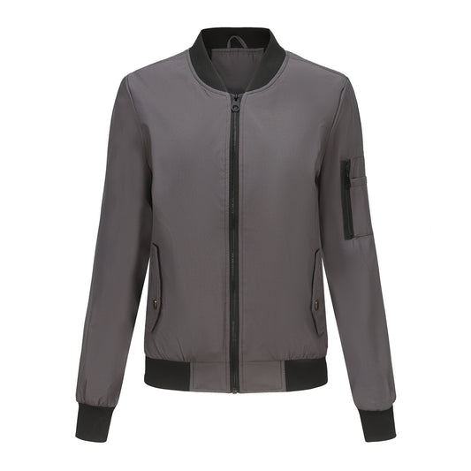 Stand up collar long sleeved loose jacket