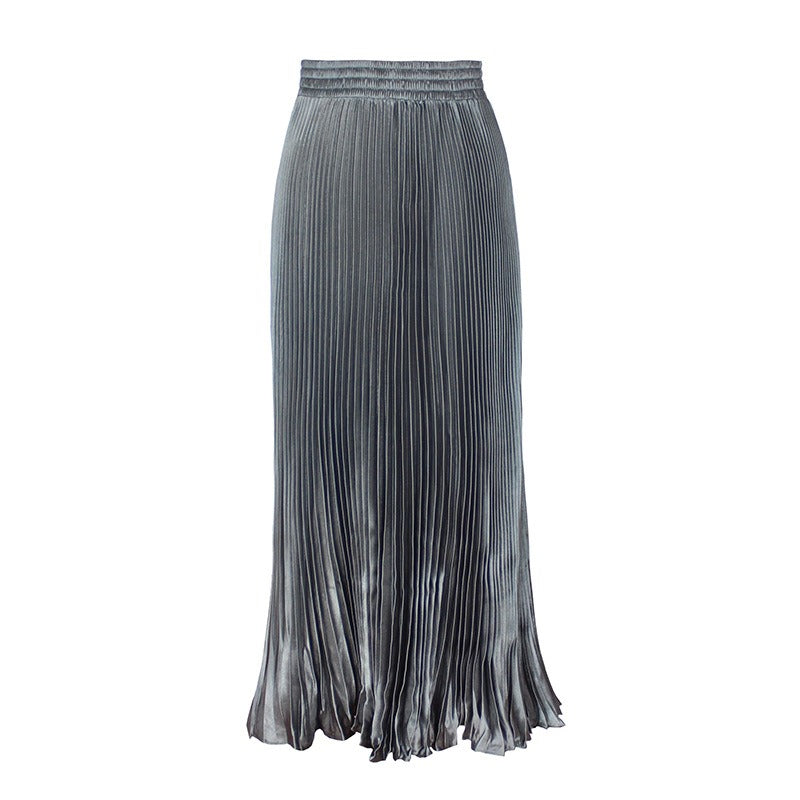 Glossy pleated skirt long accordion skirt long skirt skirt