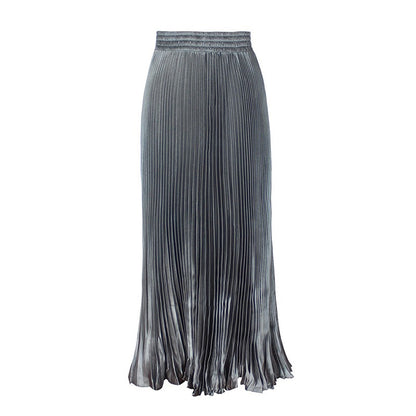 Glossy pleated skirt long accordion skirt long skirt skirt