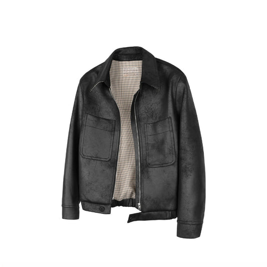 Korte en wijde jachtjas van PU-leer voor heren