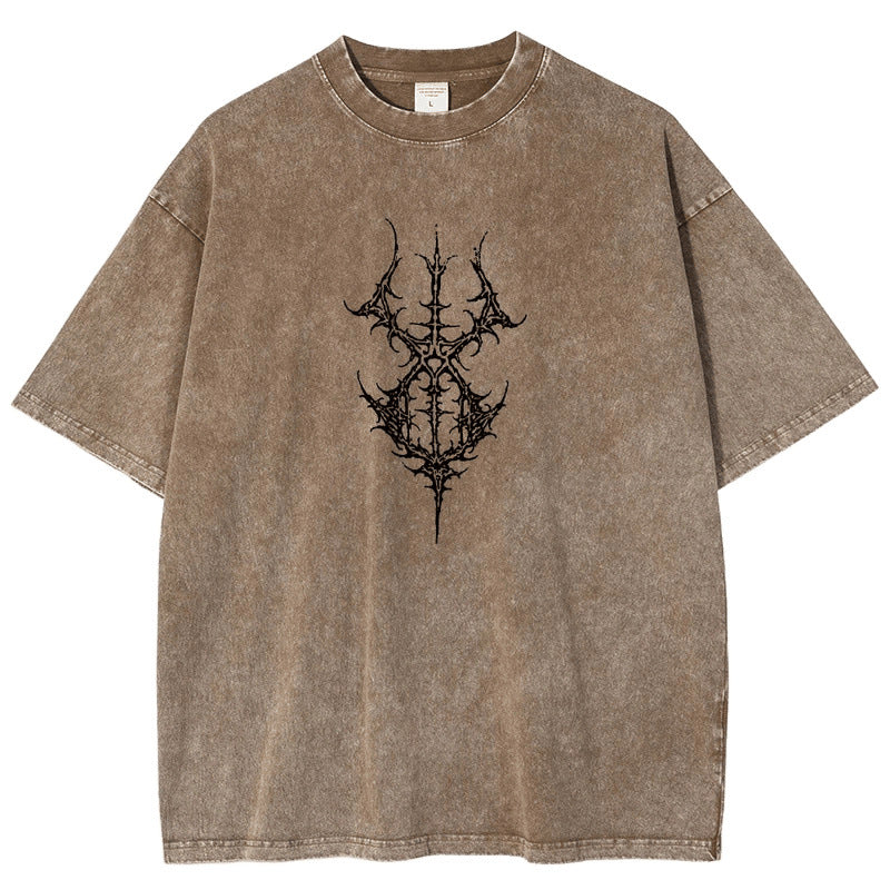 Anime BerserkPrinted T-Shirt Summer Cotton Washed Vintage Short Sleeve