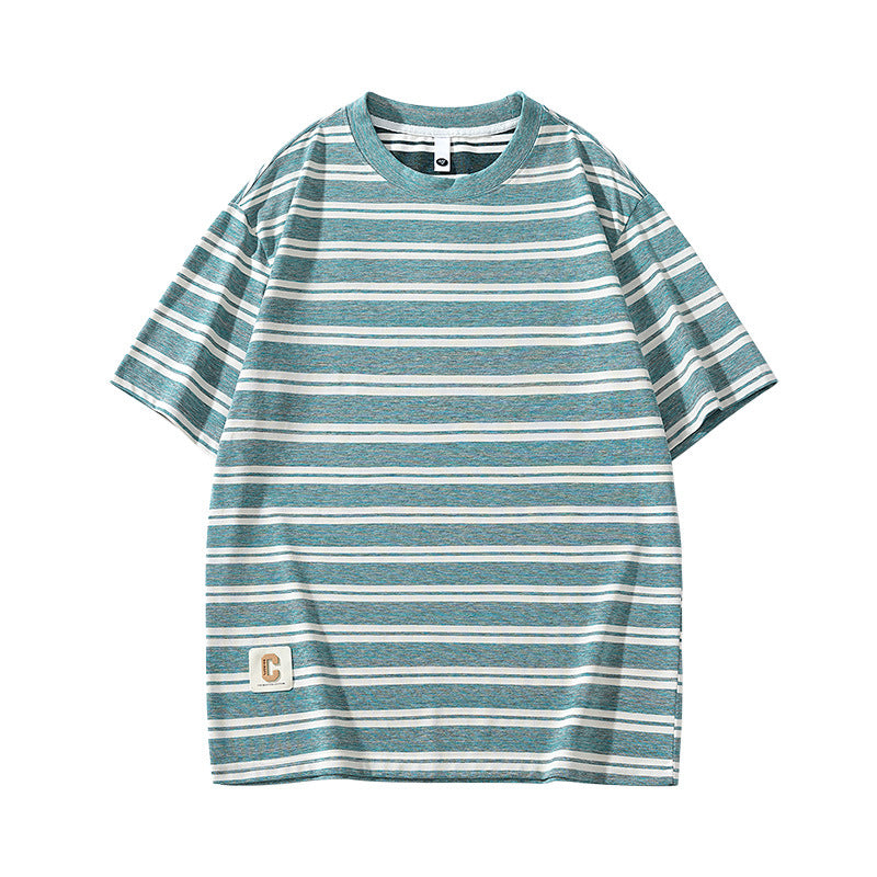 Cloud striped T-shirt men's short sleeved summer