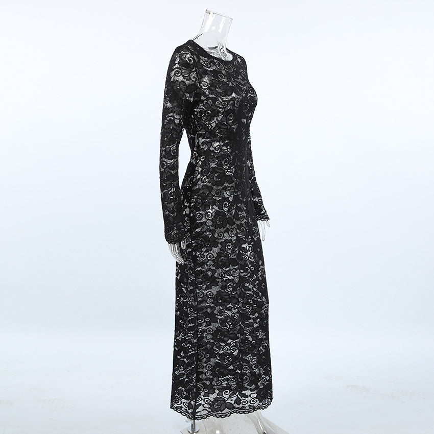 European and American perspective jacquard sexy lace fashion dress