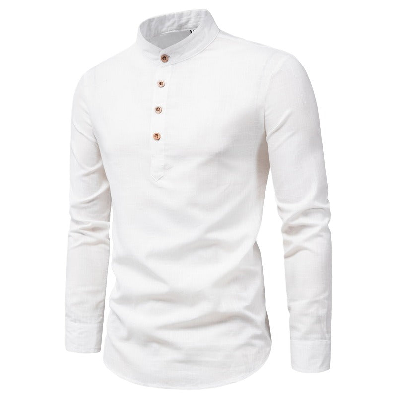 Slim fit herenoverhemd met lange mouwen en hoge hals