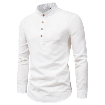 Slim fit herenoverhemd met lange mouwen en hoge hals