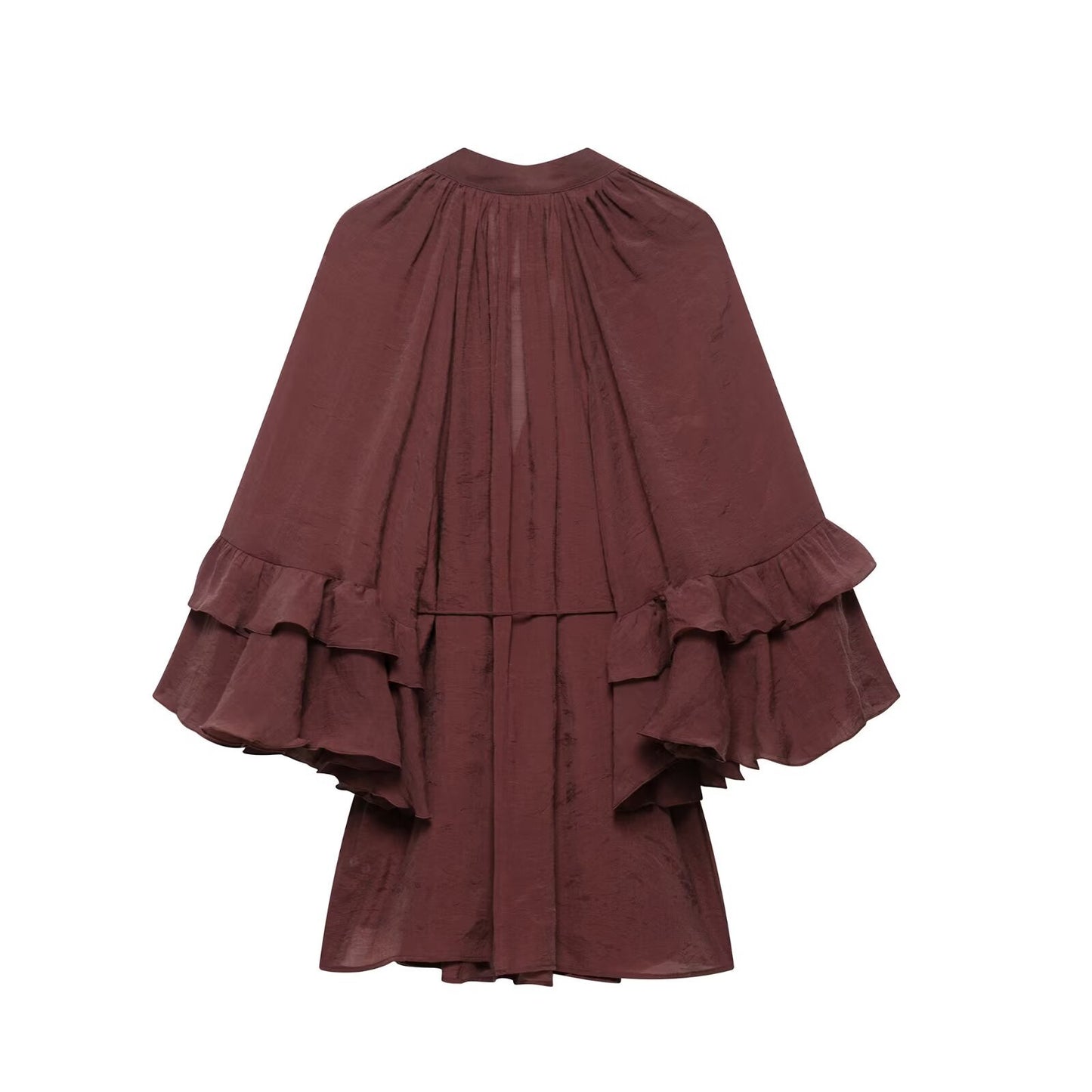 Elegant Fitted Simple Versatile Ruffle Belted Design Dress