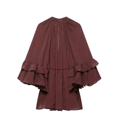 Elegant Fitted Simple Versatile Ruffle Belted Design Dress