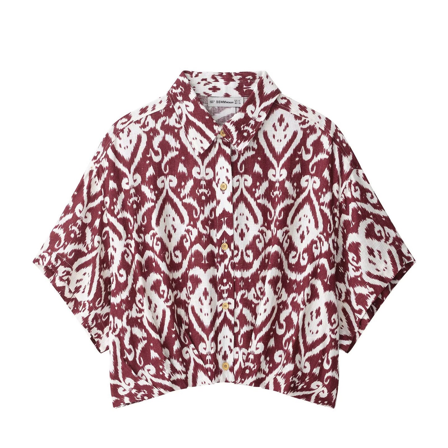 Printed shirt+printed skirt set for women
