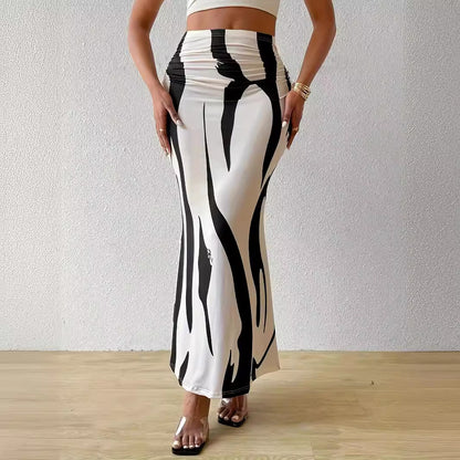 Zebra Print High-Waisted Bodycon Skirt Women's Trendy Fashion
