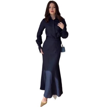 Summer Women's Elegant Casual Two-Piece Set Office Commute Style Long Dress Breathable