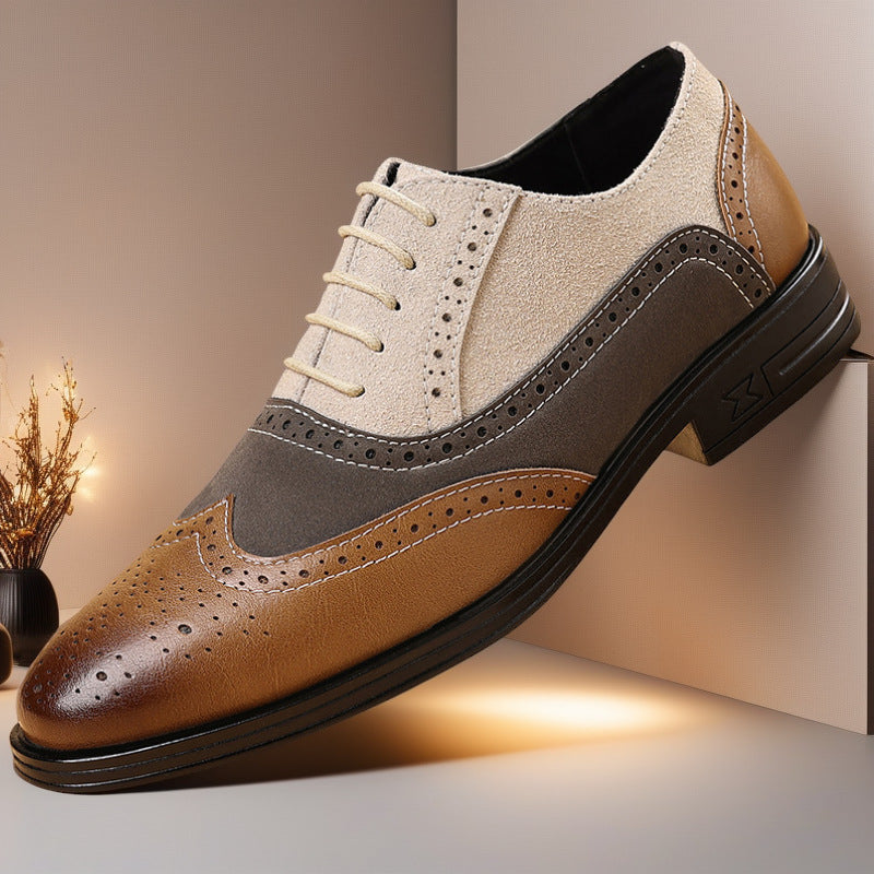 Ademende PU-leren herenschoenen met kleurblokken