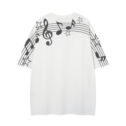 Musical note printed short sleeved t-shirt