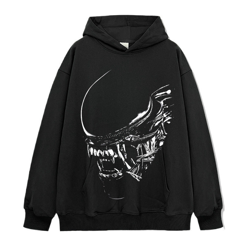 Summer New Irregular Xenomorph Print T-Shirt Summer Cotton Washed Vintage Short Sleeve Top