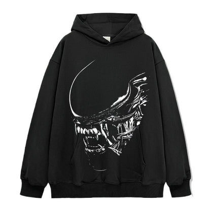 Summer New Irregular Xenomorph Print T-Shirt Summer Cotton Washed Vintage Short Sleeve Top