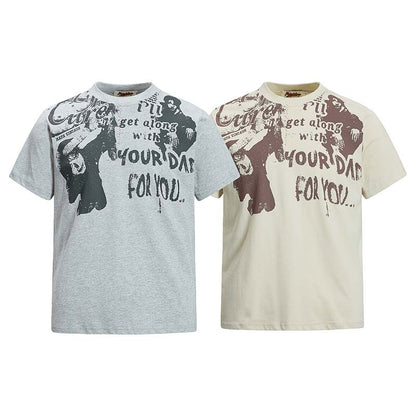 Character Graffiti Letter Printed Short Sleeve