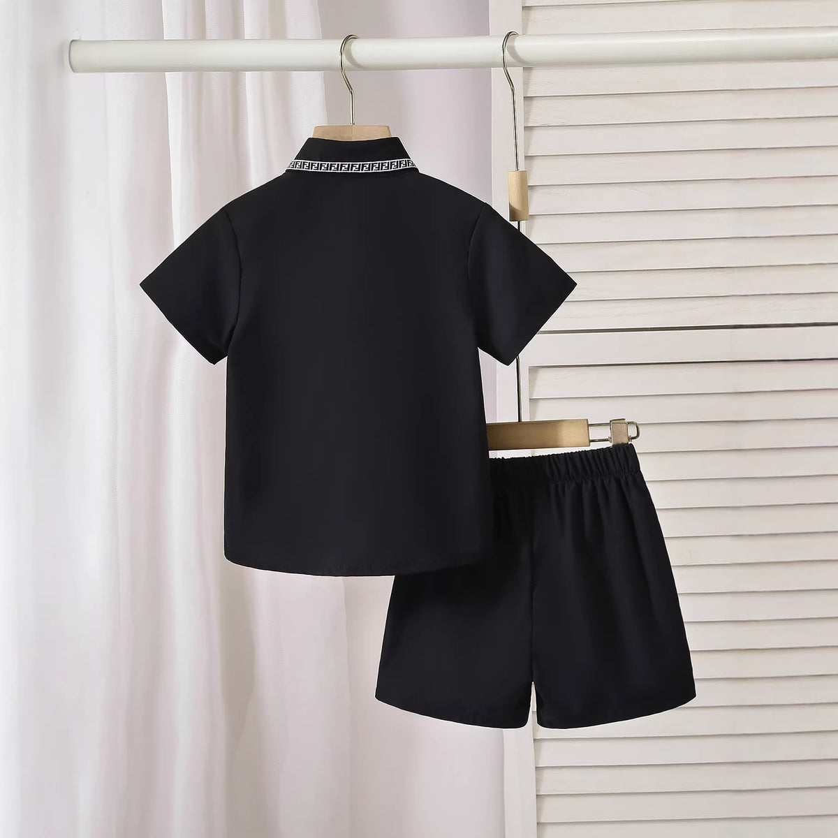 short-sleeve shirt set for boys, collar shirt and shorts two-piece set