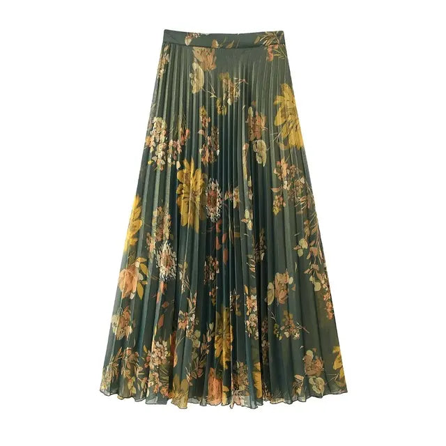 Fashion Print Top Midi Skirt Women 2 Piece Sets Turn Down Collar Long Sleeve Slim Crop Top Female Suits