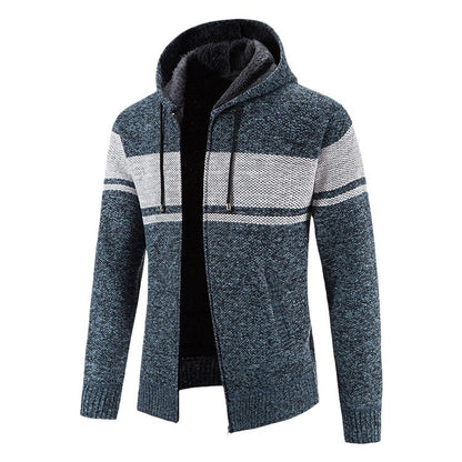 Spring and Autumn Men's Hooded Knitted Cardigan