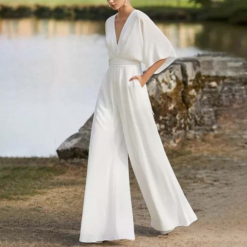 Summer solid color fashionable new Chinese style jumpsuit temperament commuting jumpsuit