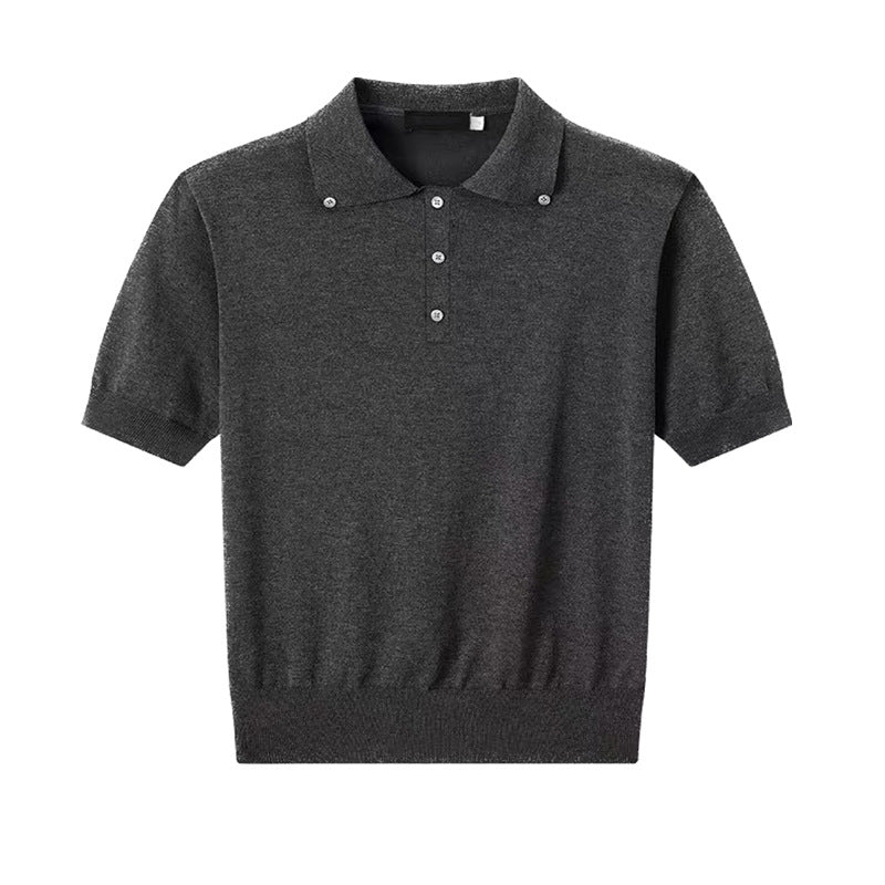 Gebreid poloshirt met korte mouwen voor heren