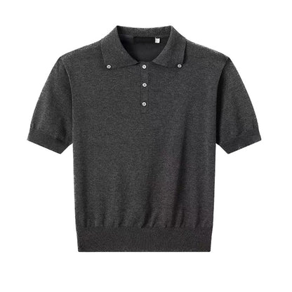 Gebreid poloshirt met korte mouwen voor heren