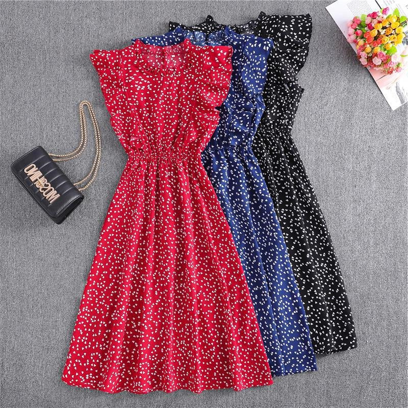Dress summer polka dot chiffon skirt European and American loose and versatile mid-length skirt