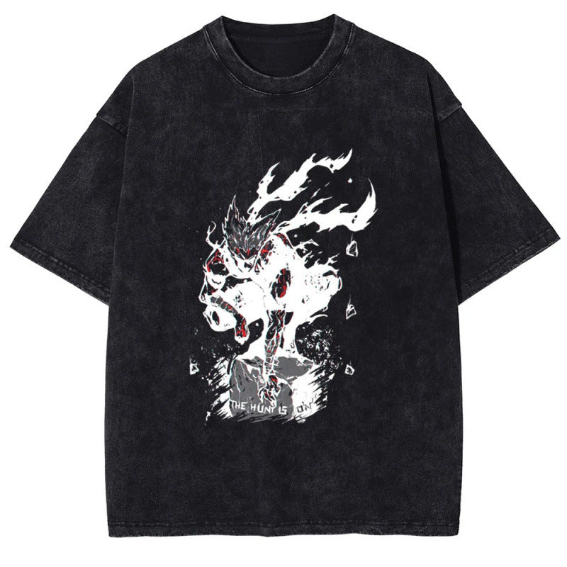 Summer Hot Selling One Punch Man AnimePrinted T-Shirt Summer Cotton Washed Vintage Short Sleeve