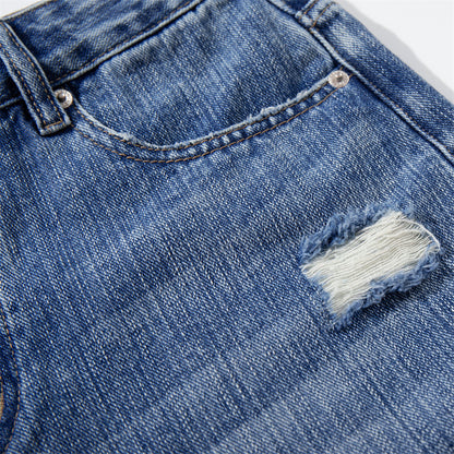 Ripped denim shorts