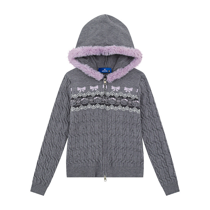 Getailleerd vest voor dames met capuchon  ritssluiting en bontkraag