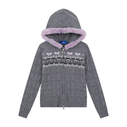 Getailleerd vest voor dames met capuchon  ritssluiting en bontkraag