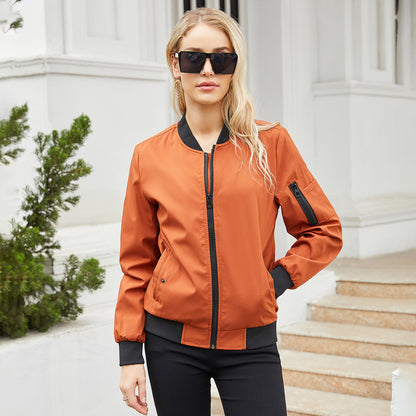 Stand up collar long sleeved loose jacket