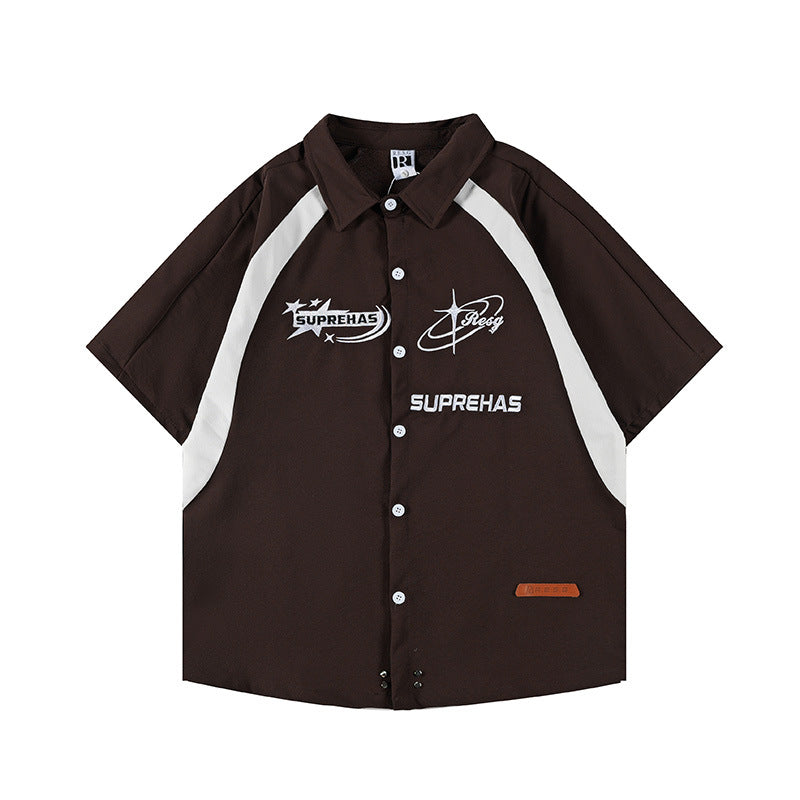 Shirt Jacket Unisex Summer Loose Canvas Work Short Sleeve Shirt