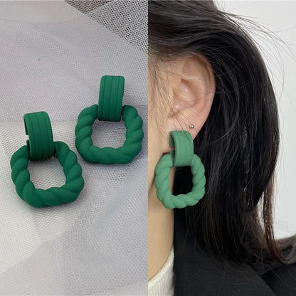 Boho Women's Acrylic Hoop Earrings New Fashion Geometric Twist Dangle Earrings  Trend Female Jewelry Gifts