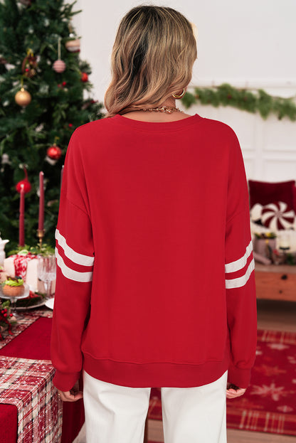 Preppy sweatshirt met strepen op de mouwen en een losse pasvorm