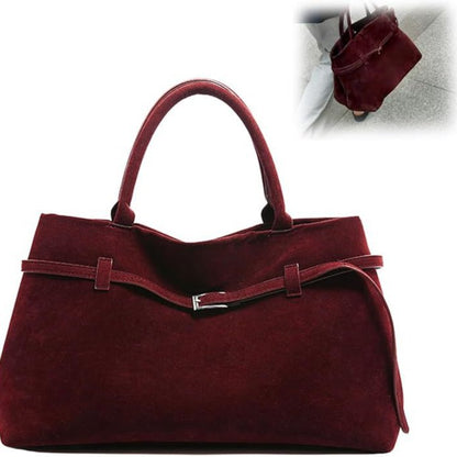 Suede Belt Buckle Tote Bag