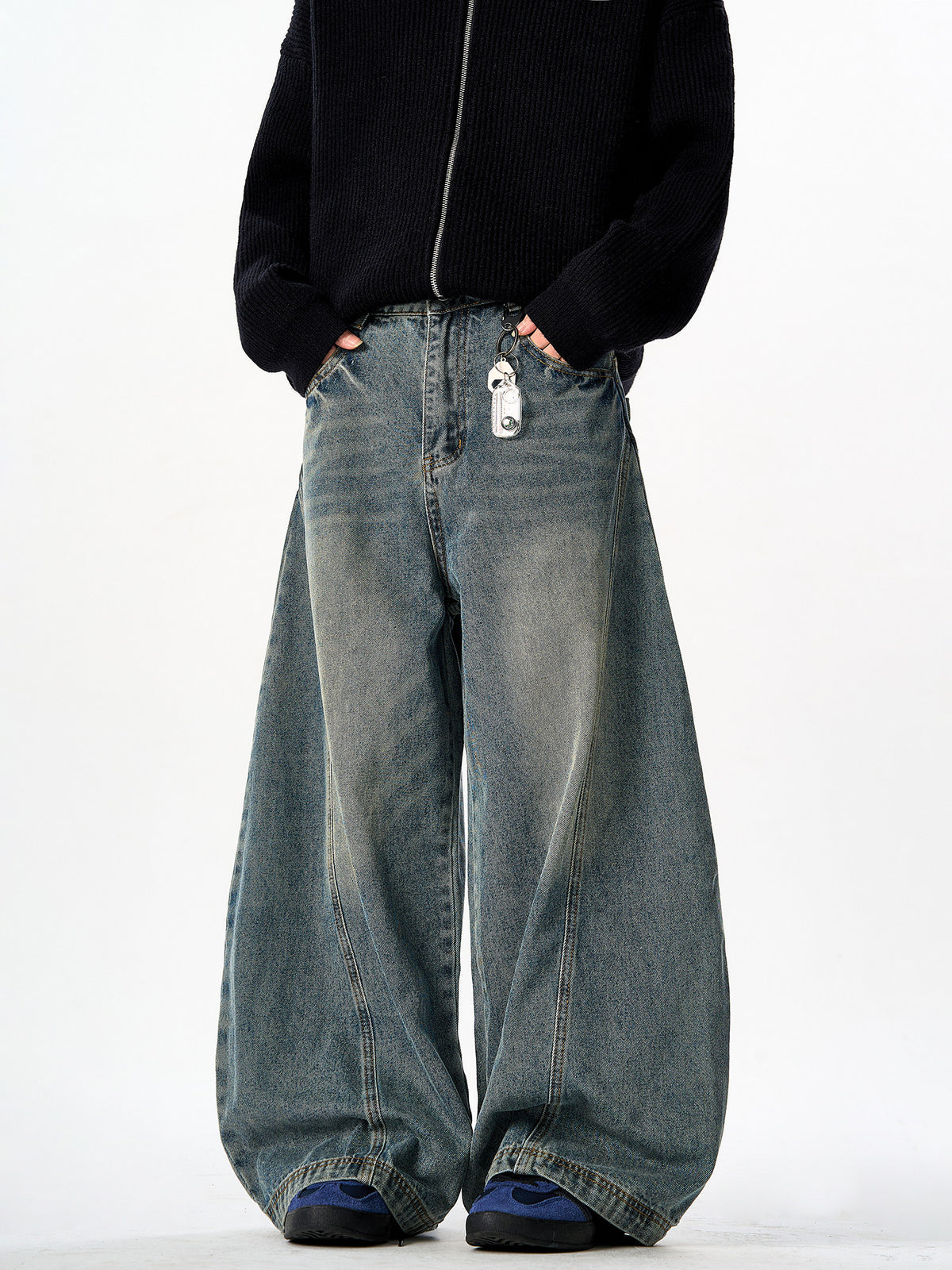 Washed Denim Baggy Pants