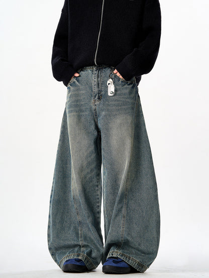 Washed Denim Baggy Pants