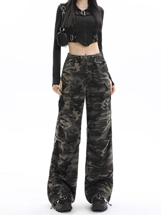 Camouflage High Waisted Wide Leg Pants