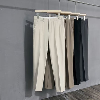 Summer Thin British Small Western Pants Men's Handsome Hanging Straight Slim-fit Business Casual Cropped Suit Pants for Men