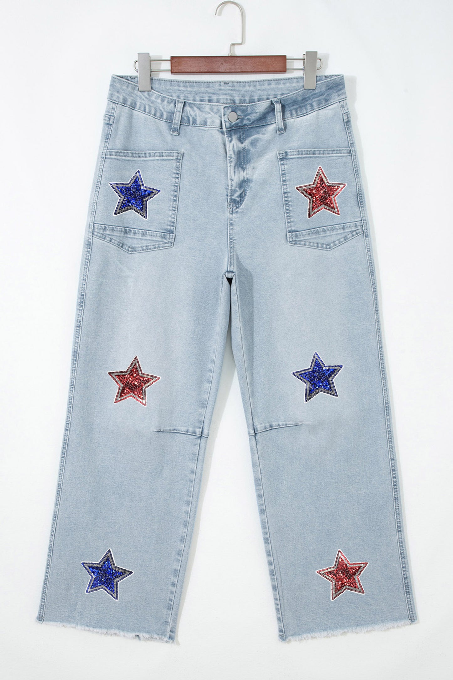 Patriottische Pailletten Sterren Patch Zak Shift Jeans