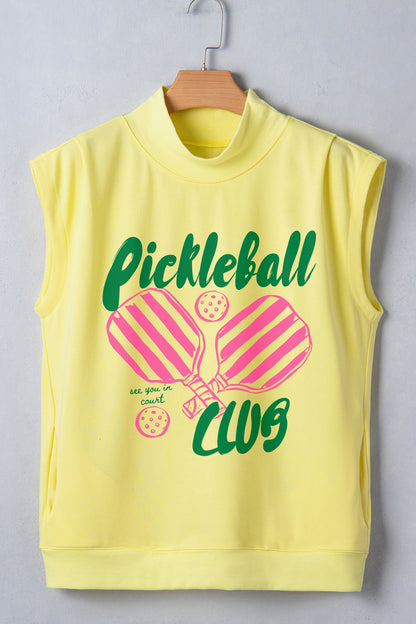 Gele Pickleball Club Game Day Graphic Halve Mouw Col T-shirt