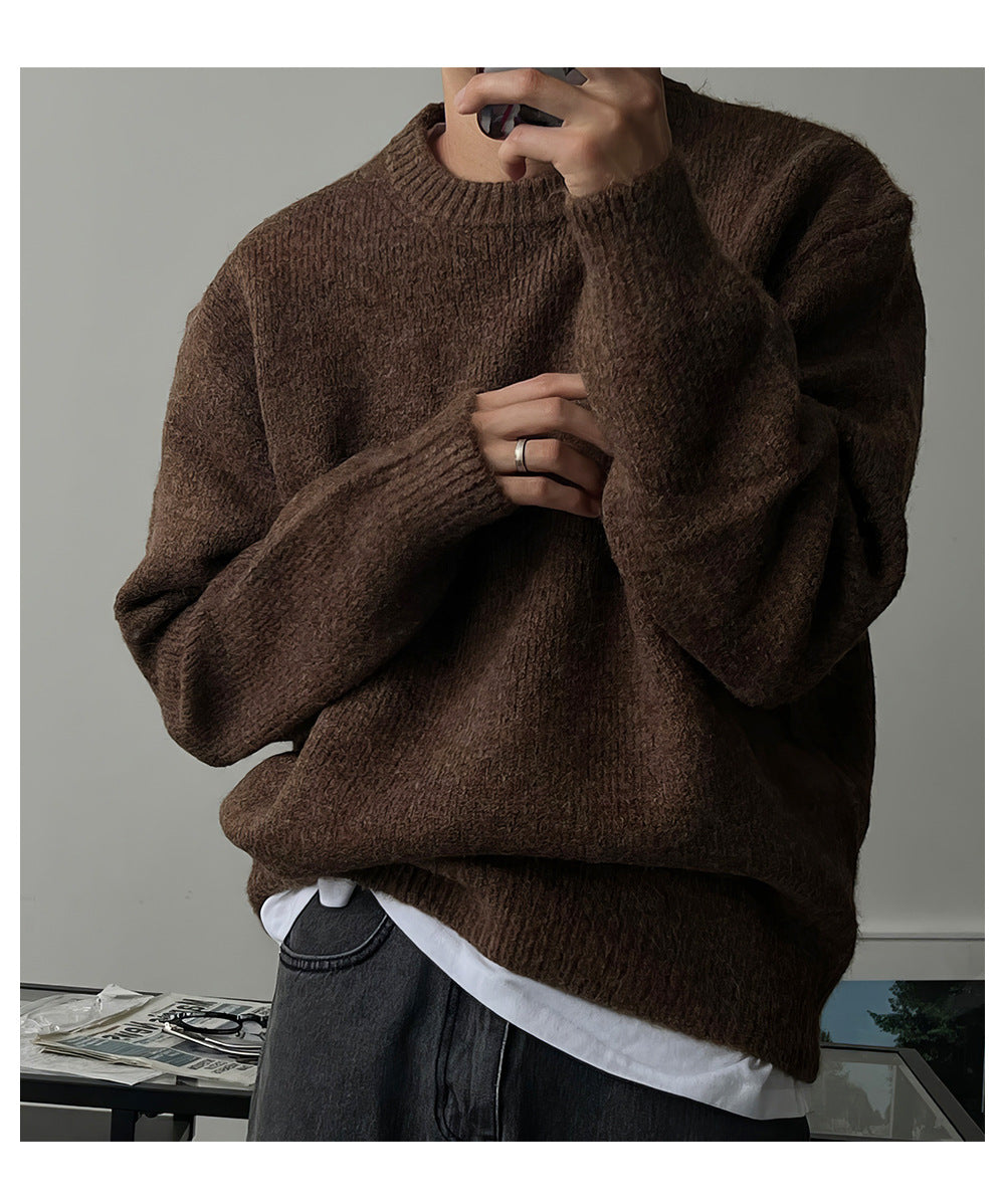 Mens Solid Color Knit Sweater