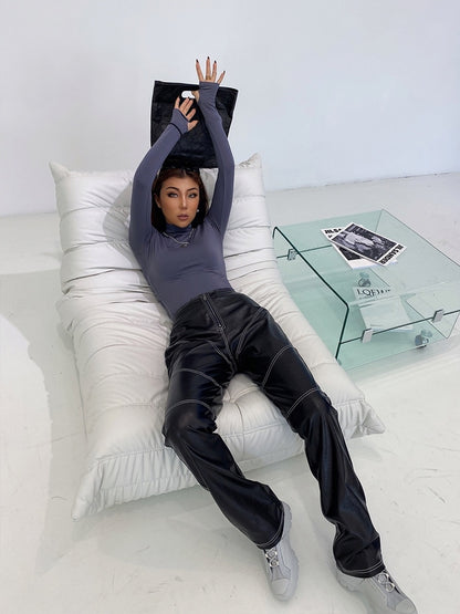 Modieuze stretch high-end design leren broek