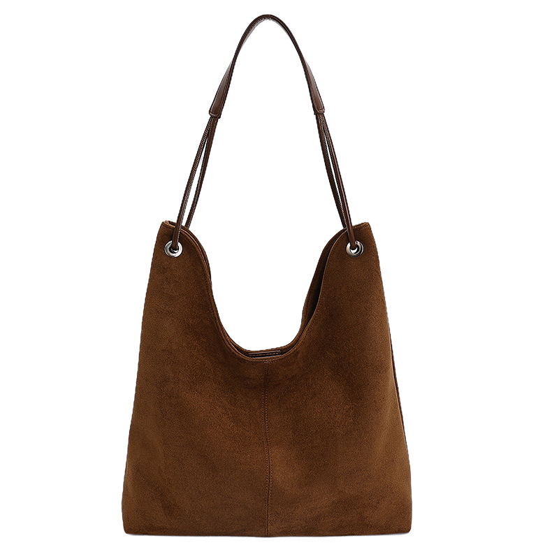 Retro Frosted Suede Womens Shoulder Tote Bag