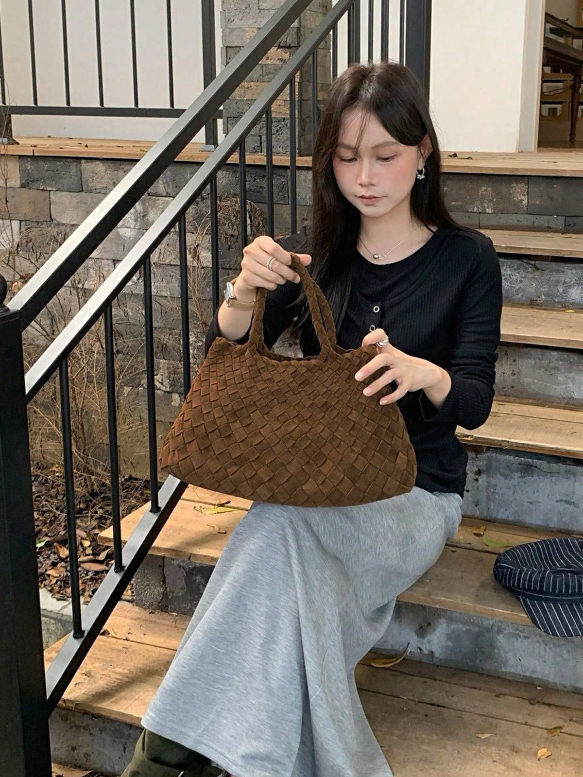 Niche Design Light Luxury Simple Handbag Woven Vegetable Basket